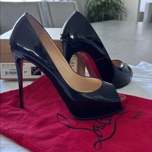 Christian Louboutin Glossy Black Peep Toe Heels